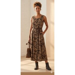 Vintage Orvis Paisley Maxi Dress 90s Boho Earth Tone Prairie Gown Size 12 Large